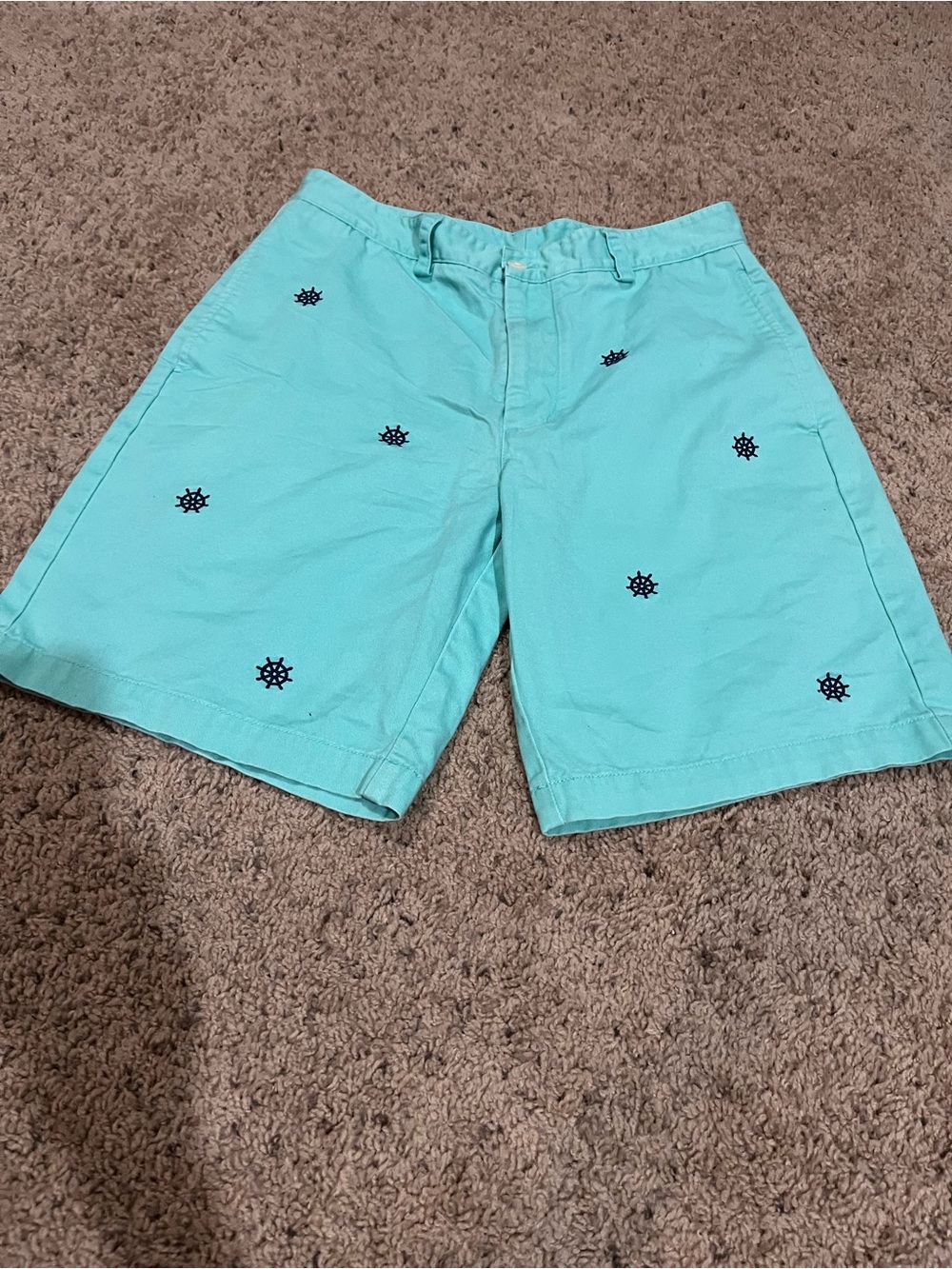 Vineyard Vines Teal Shorts with Navy Helm Embroidery